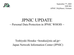 Personal Data Protection in JPNIC WHOIS