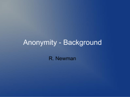 Lecture 3b - Anonymity in networks