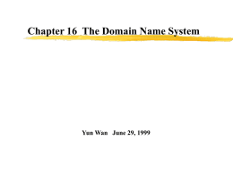 Chapter 16 The Domain Name System Yun Wan June 29, 1999