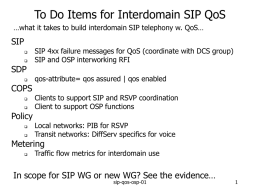 To Do Items for SIP QoS