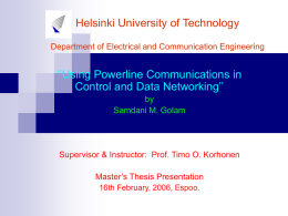 Helsinki University of Technology Department of Electrical and
