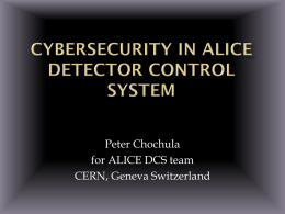 Cybersecurity in ALICE Detector Control System - Indico