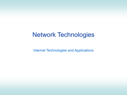 Network Technologies - School of ICT, SIIT, Thammasat University