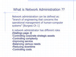 Week 1 Network Administration and Management