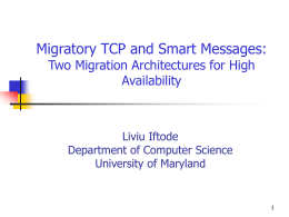 Migratory TCP and Smart Messages