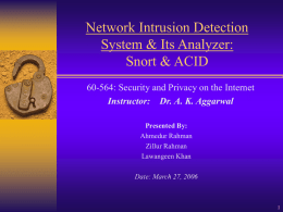 NETWORK INTRUSION DETECTION SYSTEM (SNORT + ACID)