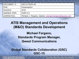 ATIS Management and Operations (M&O) Standards Development