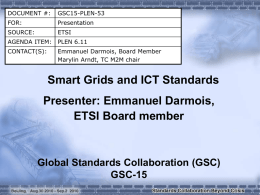 Smart Grids and ICT Standards Presenter
