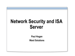 Network Security and ISA Server