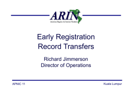 Early registration Record Transfers