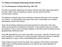 1.8 History of Computer Networking and the Internet