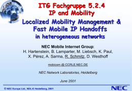 ITG Kick Off meeting Fachgruppe IP and `Mobility`