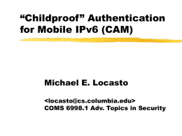 “Childproof” Authentication for Mobile IPv6 (CAM)
