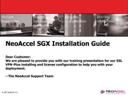 NeoAccel SSL VPN-Plus™ SGX Installation Guide