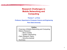 Slides: Challenges in Mobile Networking