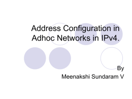 Address Configuration in Adhoc Networks in IPv4, by Meenakshi