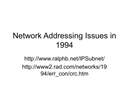 Network Addressing Issues in 1994