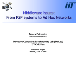 Middleware issues for ad hoc networks