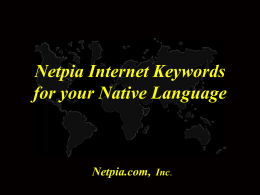Netpia Internet Keyword Utilize Internet Keyword!!!