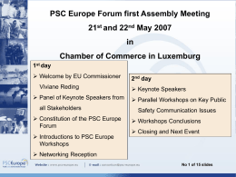 PSC Europe Forum first Assembly Meeting