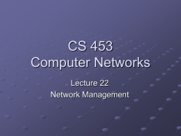 Lecture 22: Introduction of Network Management