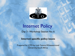 Internet specific policy issues