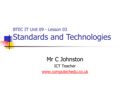 Standards and Technologies