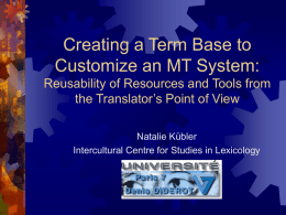 Creating a Term Base to Customize an MT System
