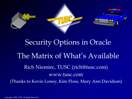 Security Options in Oracle, the matrix of what`s