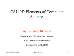 Lecture 10 - ODU Computer Science