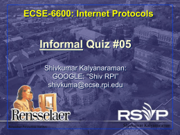 Routing II: Protocols - ECSE - Rensselaer Polytechnic Institute