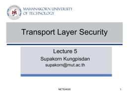 Lecture 5: Transport Layer Security