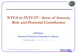 INTUIT Project Preparation Meeting, Febryary, 24 th 2003 Outline
