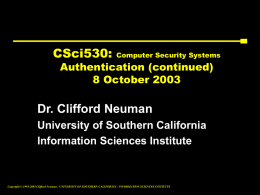 Dr. Clifford Neuman University of Southern California Information