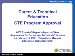 CTE Approval - CTE Technical Assistance Center of NY