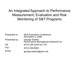 An Integrated Approach to Performance Measurement, Evaluation