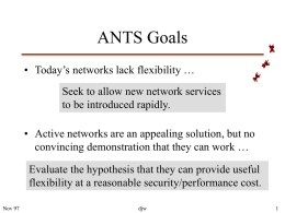 ANTS Goals - Networks and Mobile Systems