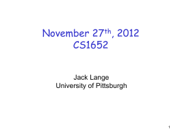Tuesday, November 27th - University of Pittsburgh