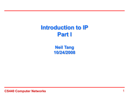 Introduction to IP Part I Neil Tang 10/24/2008