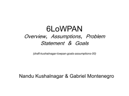 6LoWPAN (Introduction & Problem Statement)