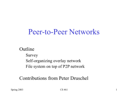 Peer-to-Peer Networks Outline Contributions from Peter Druschel Survey