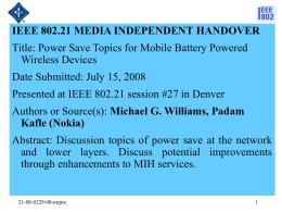 Power Save Topics for Mobile Battery Powered