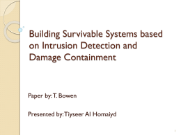 Building Survivable Systems based on Intrusion Detection and