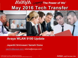 Avaya WLAN 9100 Solution