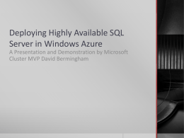 Deploying Highly Available SQL Server in Windows Azure