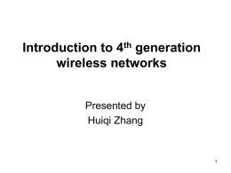 Introduction to 4th generation wireless networks