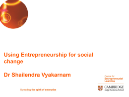 Using Entrepreneurship for social change