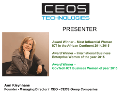 Award Winner–GovTech ICT Business Women of year 2015