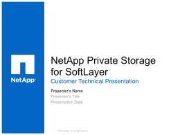 NPS for SoftLayer - NetApp Solution Connection
