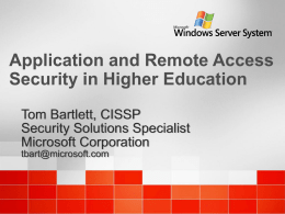 Securing Remote Access and Your Microsoft Applications